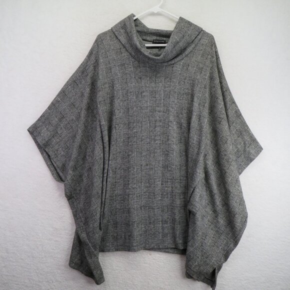 Lane Bryant Poncho Sweater Womens 18/20 Gray Glen Plaid Cowl Neck Pullover Plus - Picture 1 of 7